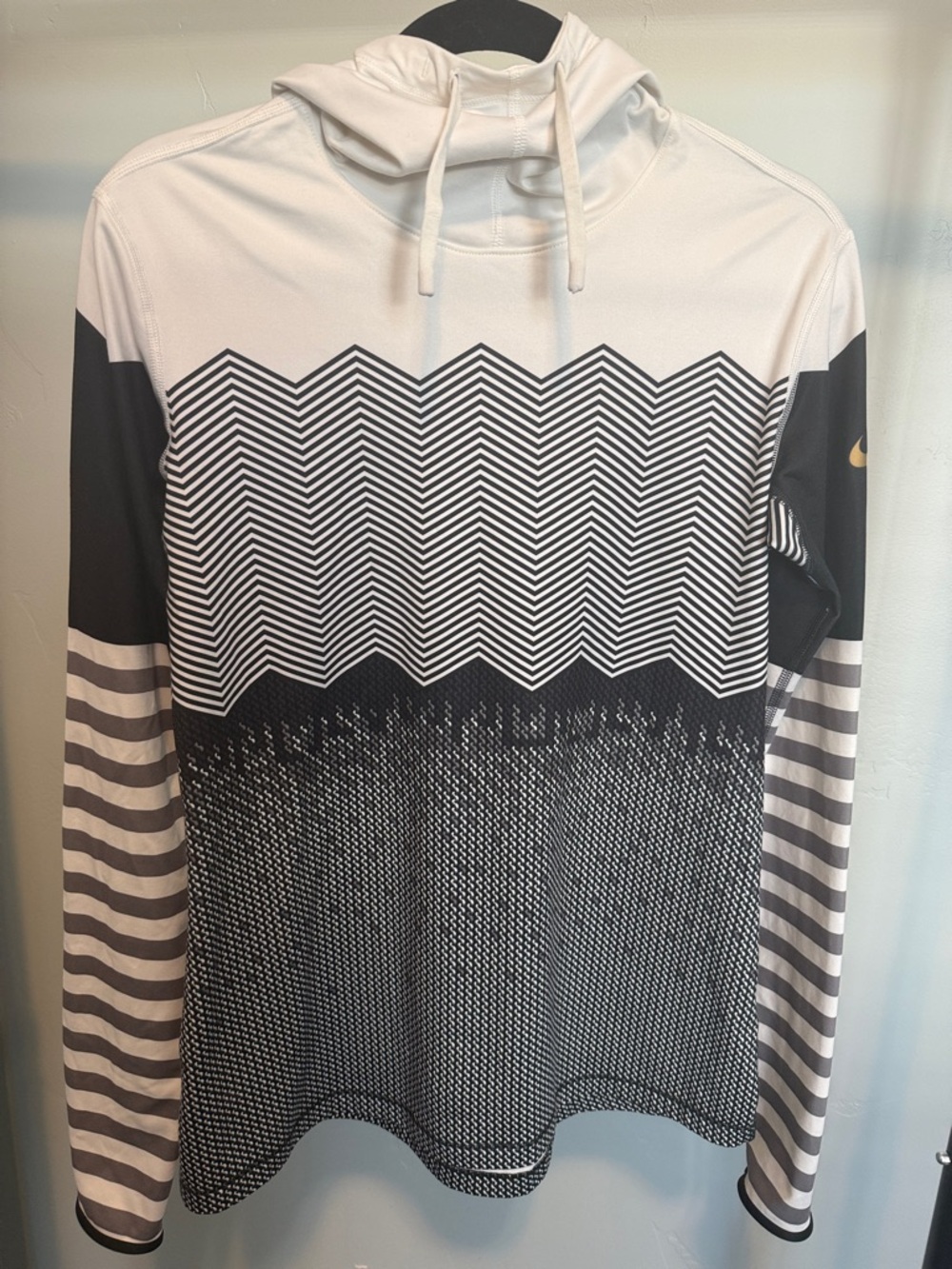 Nike Black and White Geometric Pullover Hoodie